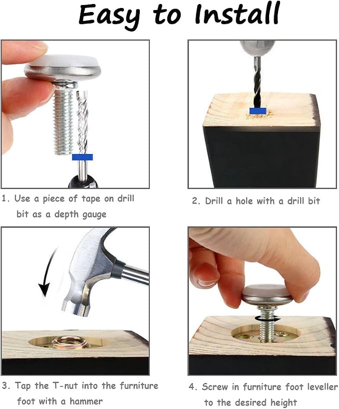 30Pcs Adjustable Furniture Leg Base Leveller Table Leveling Feet Pads, M6 x - Image 7