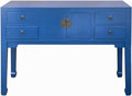 Oriental Bright Blue Long Moon Face 4 Drawers Slim Foyer Table Acs7761 by ORIENTLIVING