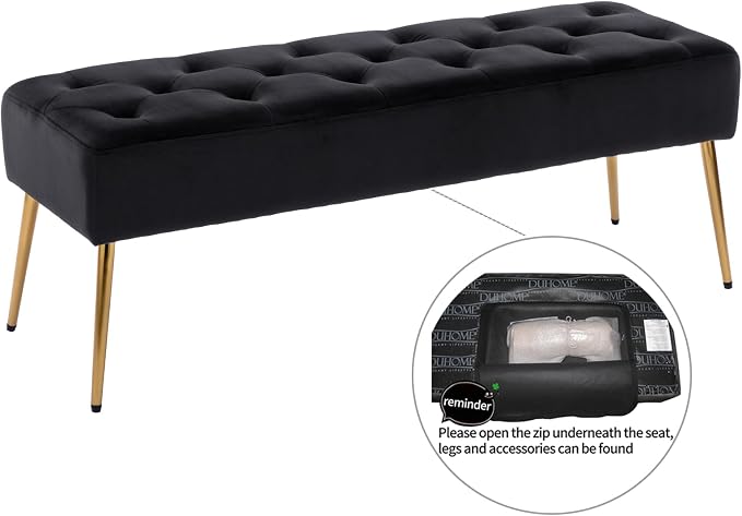 DUHOME Button-Tufted Ottoman Bench, Upholstered Bedroom Benches Velvet Footrest - Image 5
