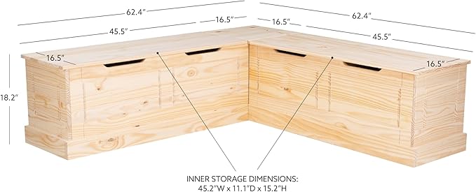 Linon Harris Unfinished Wood Backless Nook - Image 2