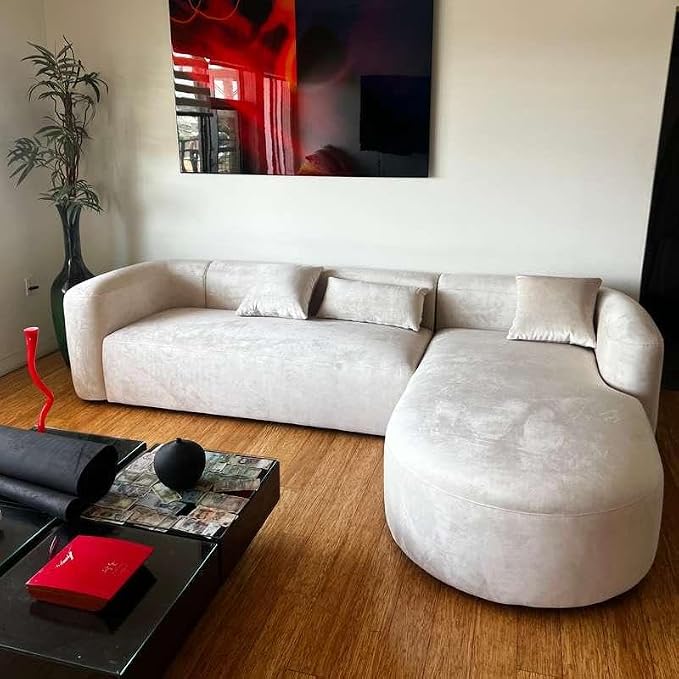 Acanva Luxury Modern Tight Curved Back Velvet Sofa, Minimalist Style Comfy Couch - Image 8