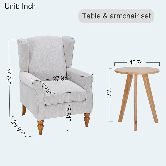 Upholster Accent Armchair & Side Table 2-Piece Set, Chenille Vintage Style - Image 3