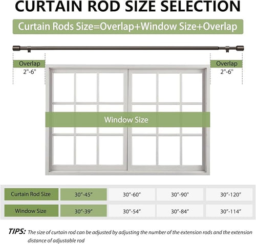 5/8” Diameter Curtain Rods 30-45 Inch, - Image 2