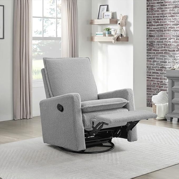 Oxford Baby Uptown Upholstered Glider Recliner Rocking Chair 360° Swivel - Image 9