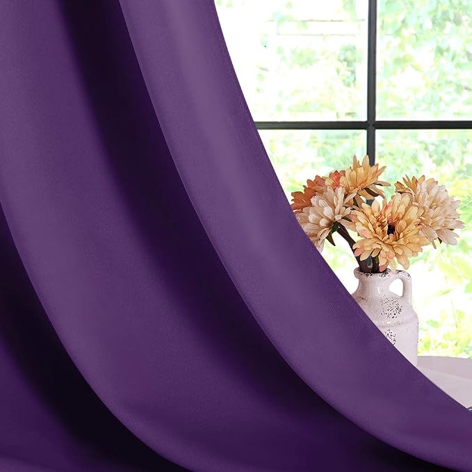 NICETOWN Blackout Window Curtains 70" L, 2 Panels, 34 inch, Royal Purple - Image 4