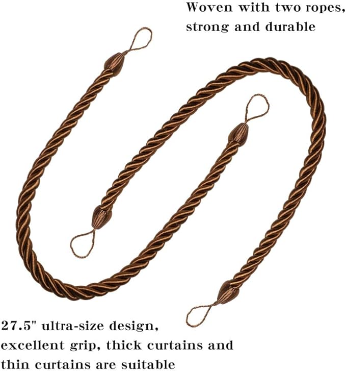 BEL AVENIR Curtain Ropes Tiebacks Tie-Backs, Curtain Handmade Holdbacks - Image 3