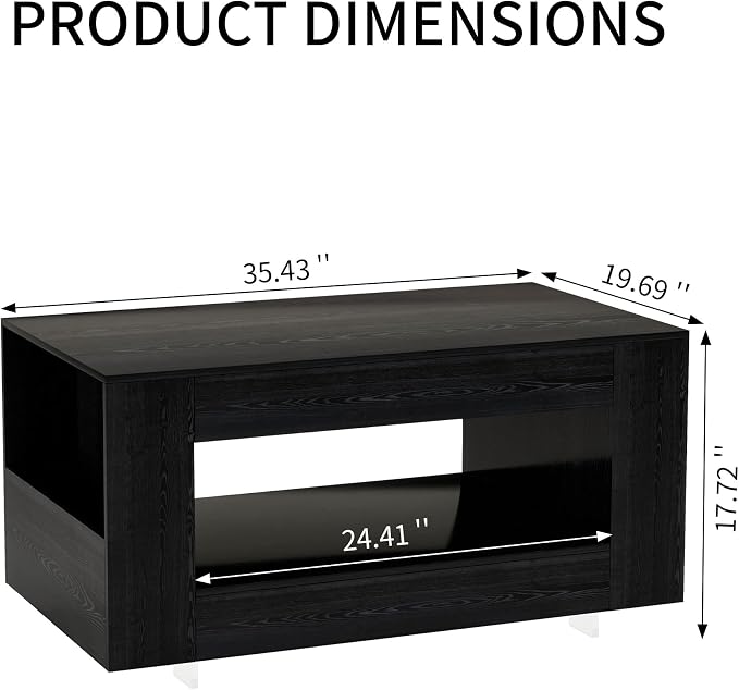 35" Wood Coffee Table for Living Room, Sides Storage - Image 2