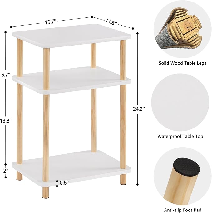Apicizon 3 Tier Nightstand, End Table - Image 2