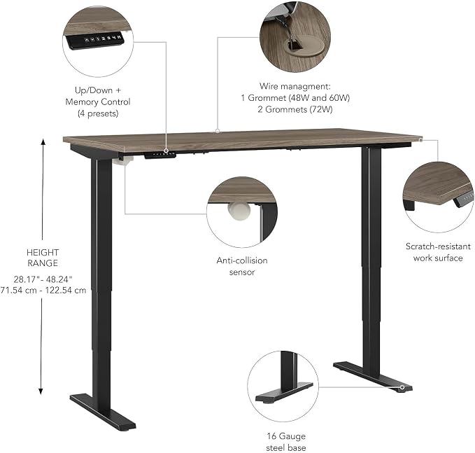 Bush Business Furniture 48-inch Electric Height Adjustable Standing Desk - Image 3
