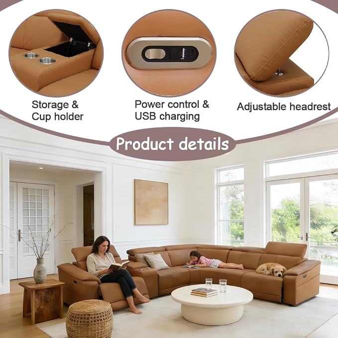 Power Recliner Sofa Set, Reclining Sectional Sofa Couch - Image 4