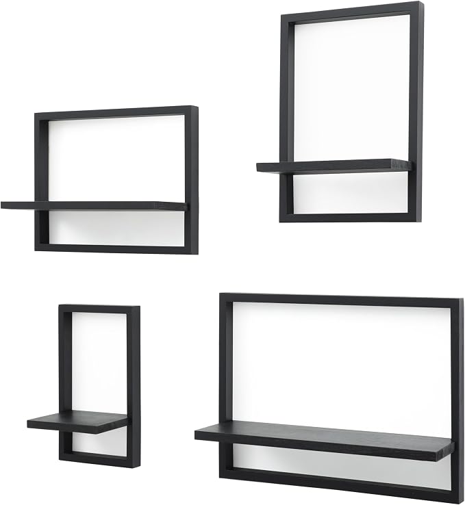 PHOENANCEE Square Floating Shelves, Framed Wall Shelf Decorative Set of 4 - Image 8