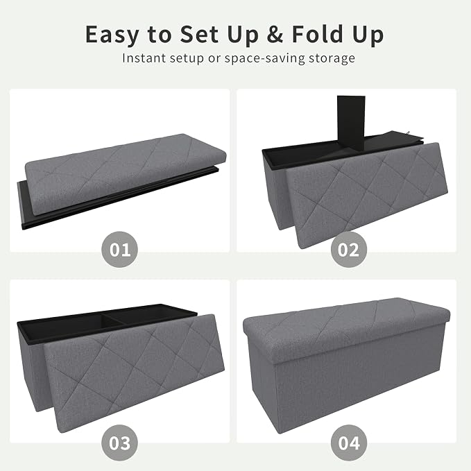 43 Inches Folding Storage Ottoman Bench - Image 5