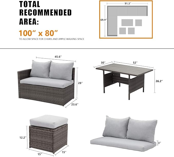 Wisteria Lane 7 Piece Patio Furniture Set, Wicker Patio Sectional - Image 5