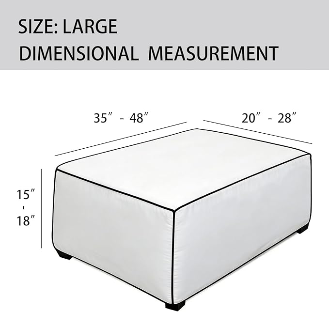 Super Stretch Ottoman Cover- Soft Form Fit Ottoman Cover Rectangular Ottoman - Image 3