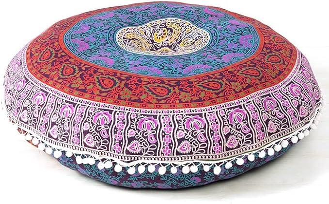 Mandala Floor Pillow Cover Meditation Cushion Seating Throw Hippie Round by EyesofIndia