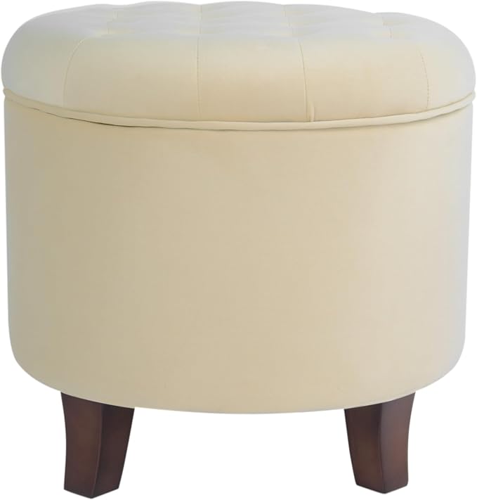 Homepop Home Decor | Upholstered Round Velvet Tufted Foot Rest Ottoman | Ottoman - Image 7