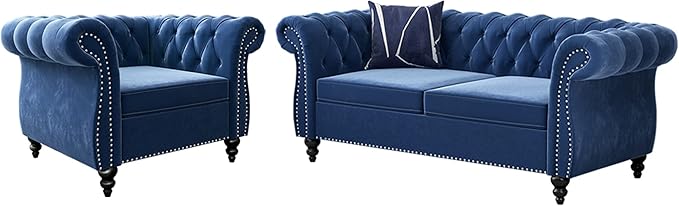 QHITTY 2 Piece Living Room Set, Sectional Chesterfield Sofa Chair Contemporary by QHITTYFurnitureLife
