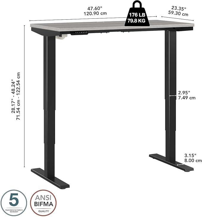 Bush Business Furniture 48-inch Electric Height Adjustable Standing Desk - Image 7