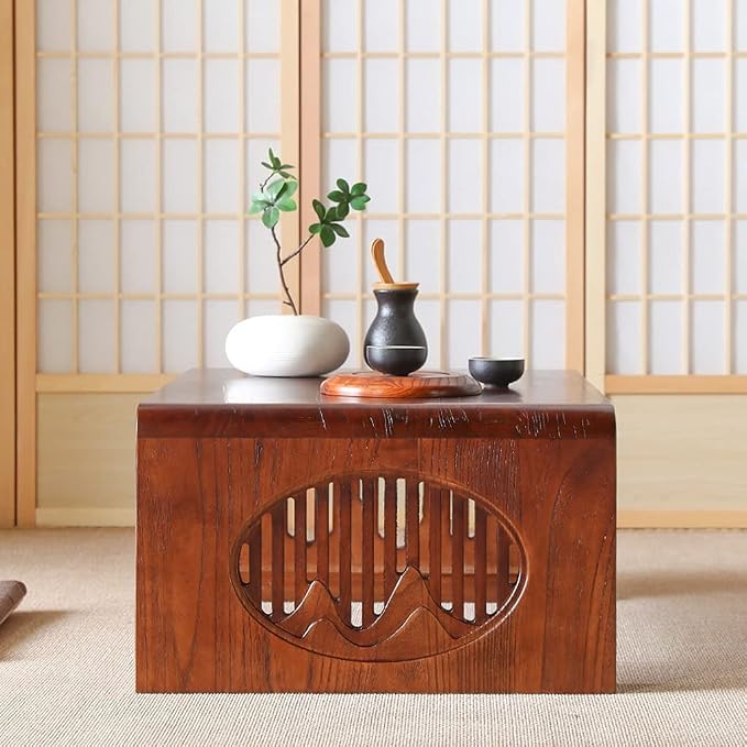 Vintage End Table, Japanese Style Tatami Coffee Tables Mortise and Tenon - Image 4