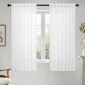 MIULEE White Linen Curtains 64 Inch Length 2 Panels by MIULEE