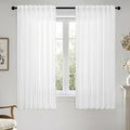 MIULEE White Linen Curtains Short 54 Inch Long 2 Panels by MIULEE