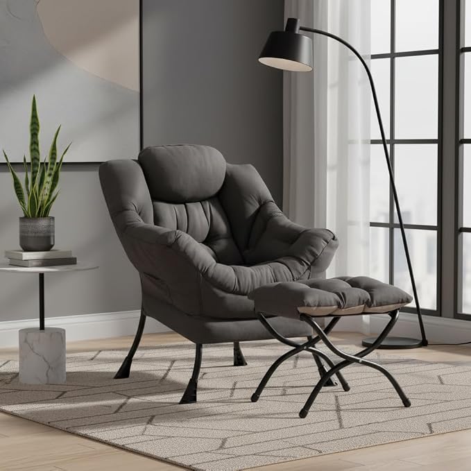 Lazy Chair with Ottoman, Modern Accent Chair Contemporary Sofa Chair with - Image 5
