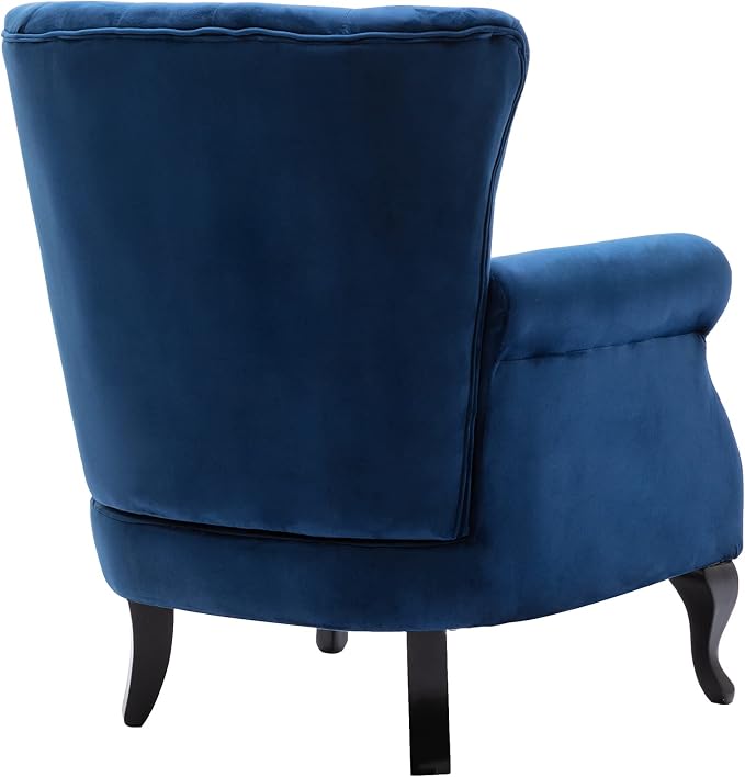 Set of 2 Mid-Century Modern Accent Chair, Velvet Armchair w/Tufted Back/Wood - Image 5