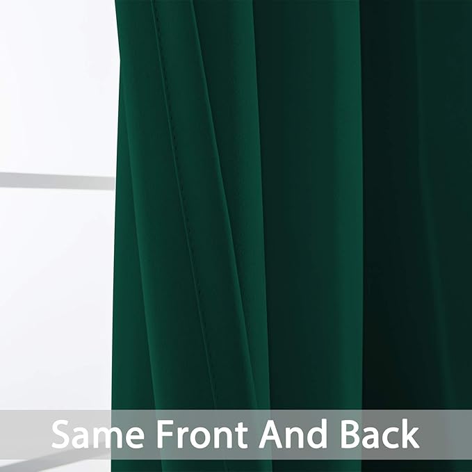 Yakamok 63 Inch Long Dark Green Blackout Curtains Room Darkening Thermal - Image 6