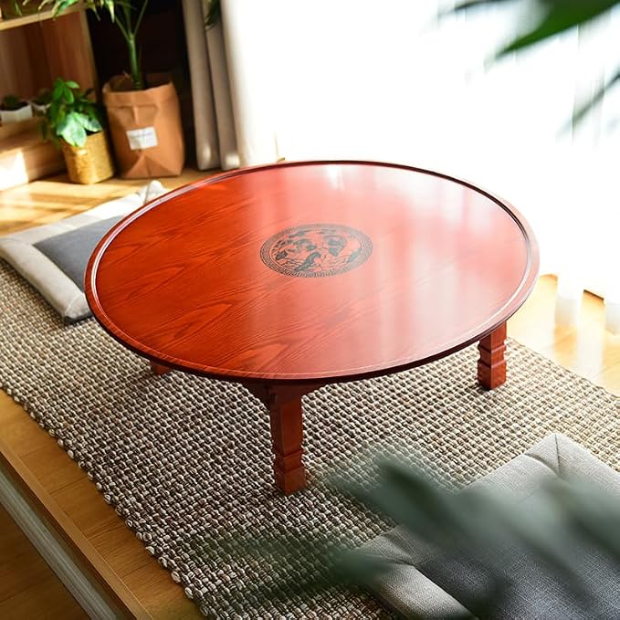 Round Korean Coffee Table Folding Leg Asia Antique Furniture Floor Table by Unknown