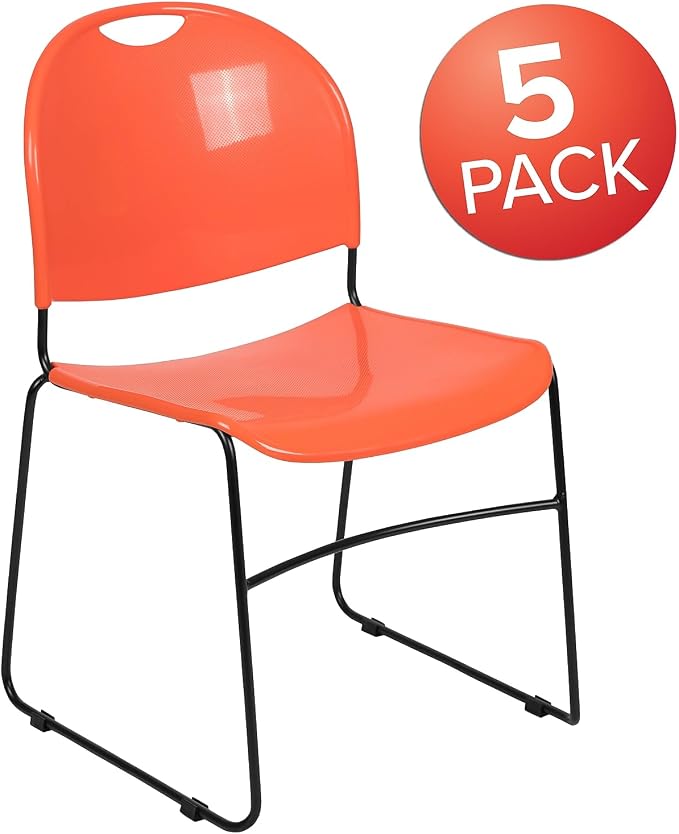 Flash Furniture HERCULES Series 5 Pack 880 lb. Capacity Orange Ultra-Compact - Image 4