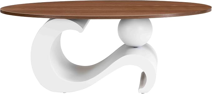 Modern Oval Coffee Table Set of 2, Wood Nesting Coffee Tables - Image 5