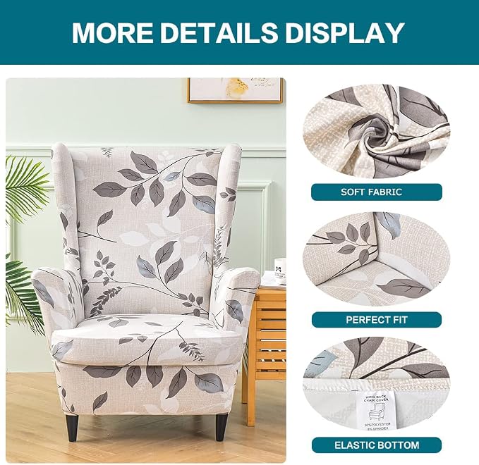 KRFOONN Wingback Chair Covers Slipcovers 2 Piece Stretch Wing Chair Covers - Image 3