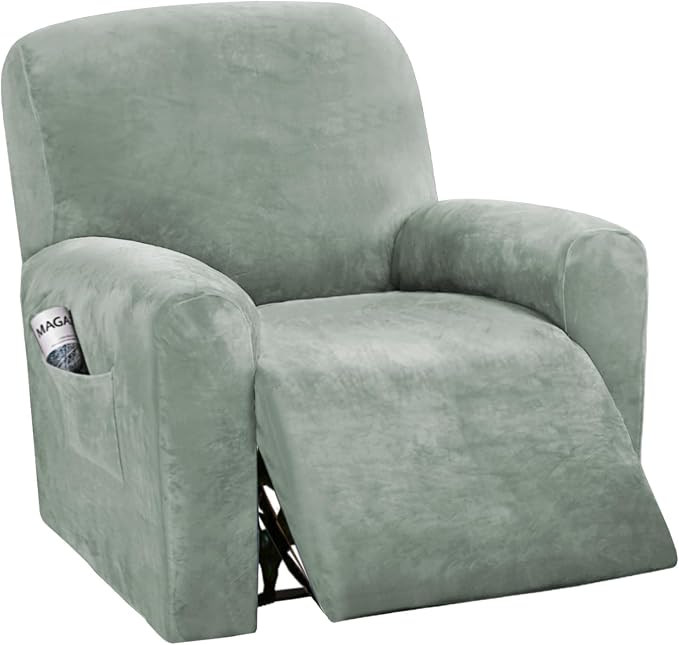 H.VERSAILTEX 4-Pieces Recliner Chair Covers Velvet Stretch Reclining Couch by HVERSAILTEX