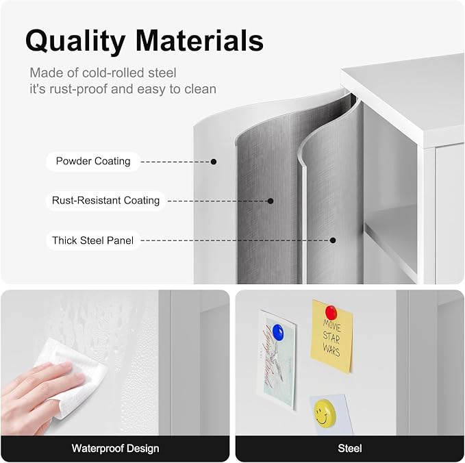 Bevivog Metal Bathroom Floor Storage Cabinet, Small Storage Sideboard - Image 6