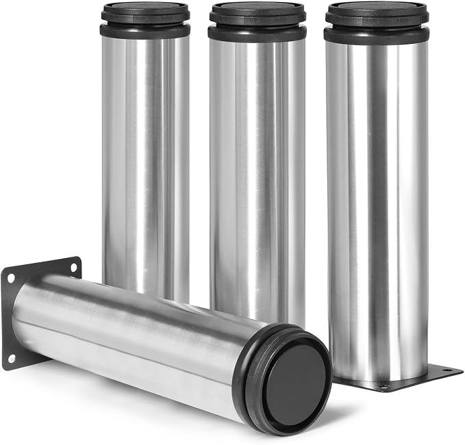 8 Inch Metal Furniture Legs Stainless Steel Adjustable Legs Silver Metal Legs by Masendelk