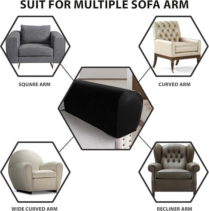PU Leather Armrest Covers for Sofa Couch Arm Slipcover Set of 2 Stretch - Image 5