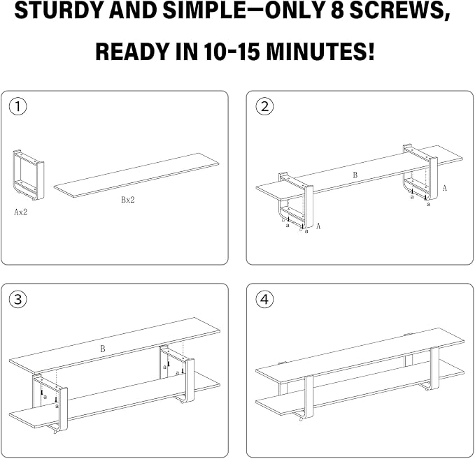 Welnow Low Bamboo TV Stand for Up to 65 Inch, Small Mid Century Modern - Image 9