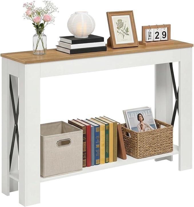YATINEY Farmhouse Console Table, 39.4'' Small Narrow Entryway Table, Wood Couch - Image 8