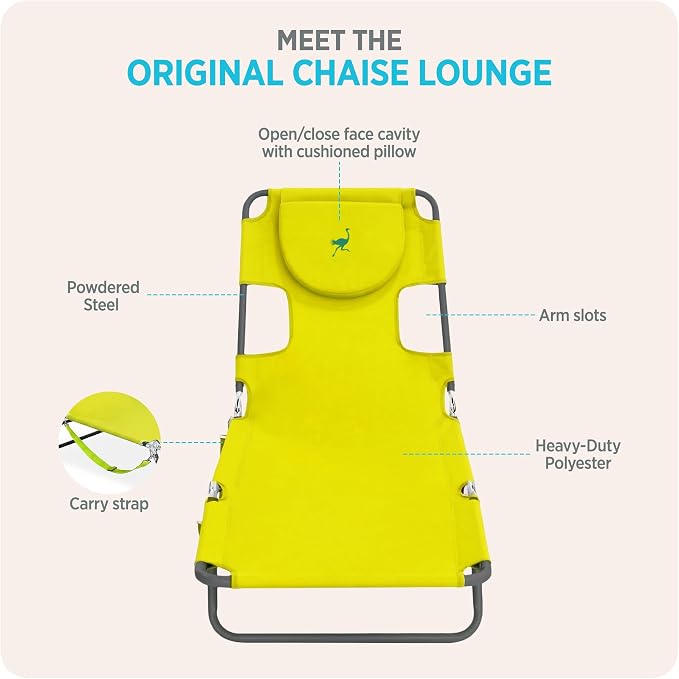 Ostrich the Original Chaise 72 x 22 Inch Lounge Portable Reclining Lounger - Image 7