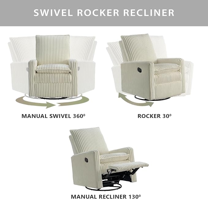 Oxford Baby Uptown Upholstered Glider Recliner Rocking Chair 360° Swivel - Image 4