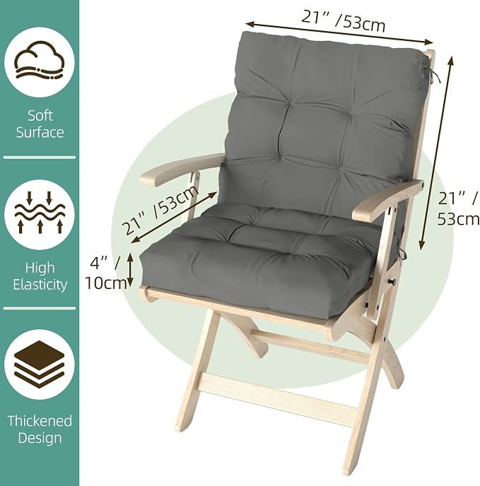 Outdoor Chair Cushions Set of 2, High Back Soft Seat Pad - Image 9