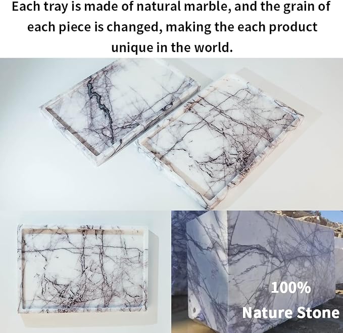 Real Luxurious Vanity Tray Natural Genuine Marble Storage Tray - Image 4