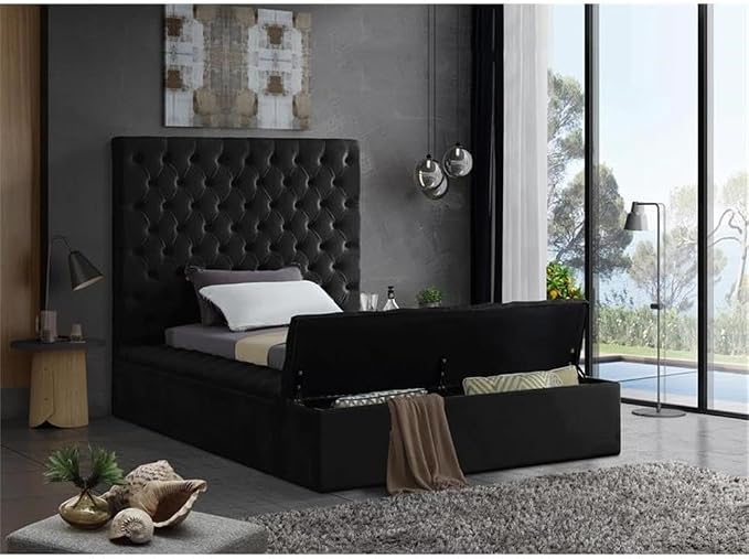Meridian Furniture Bliss Collection Modern | Contemporary Velvet Upholstered Bed - Image 5