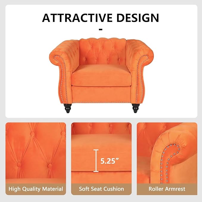 Mid-Century Sofa Chair, Velvet Accent Chair - Image 5