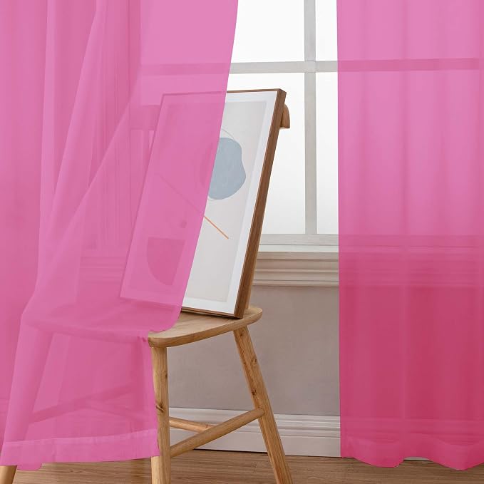 Simplebrand Rod Pocket Top Solid Voile Sheer Curtains - Image 5