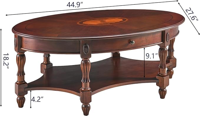 PADMA HOUSE Solid Wood Oval Coffee Table - Image 2