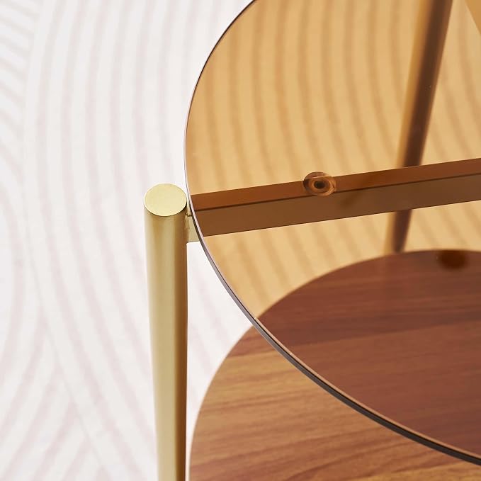 LumFurn Round Glass End Table, Mid-Century Modern Design Sofa Table - Image 5