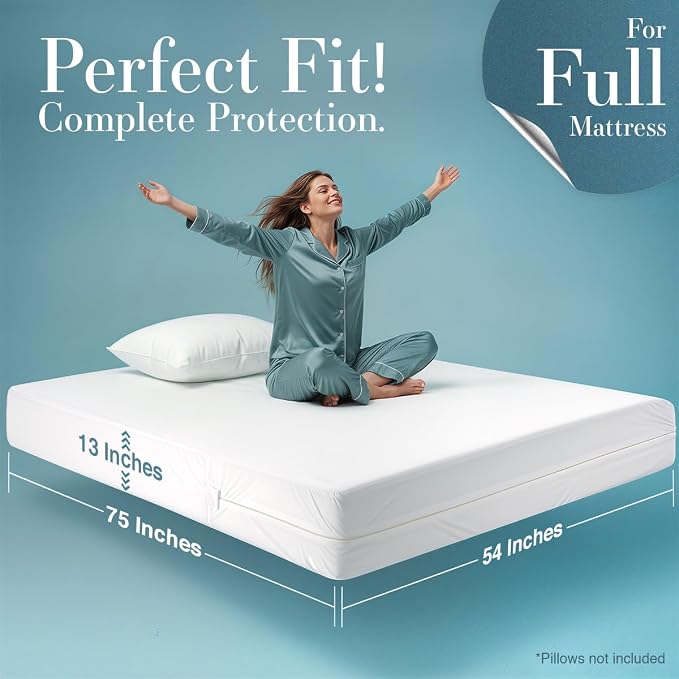 Utopia Bedding Mattress Protector Zippered Full Size, 100% Waterproof Bed Bug - Image 2