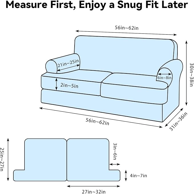 Waterproof Loveseat Cover 3-Piece Set Striped Slipcover - Image 6