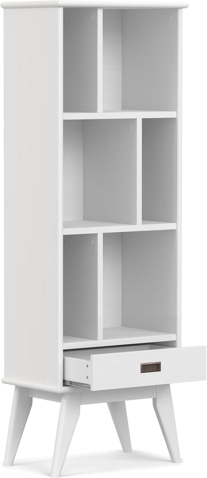 SIMPLIHOME Draper Solid Hardwood 64 inch x 22 inch Mid Century Modern Bookcase - Image 4